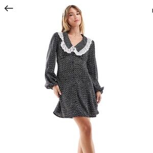 NWT ASOS Miss Selfridge lace collar mini tea dress in polka dot size us 8